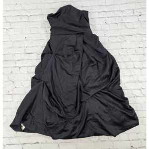 Monsoon Black Dress Short Ruched Ruffle Parachute Satin VINTAGE Y2K WOMENS SZ 4